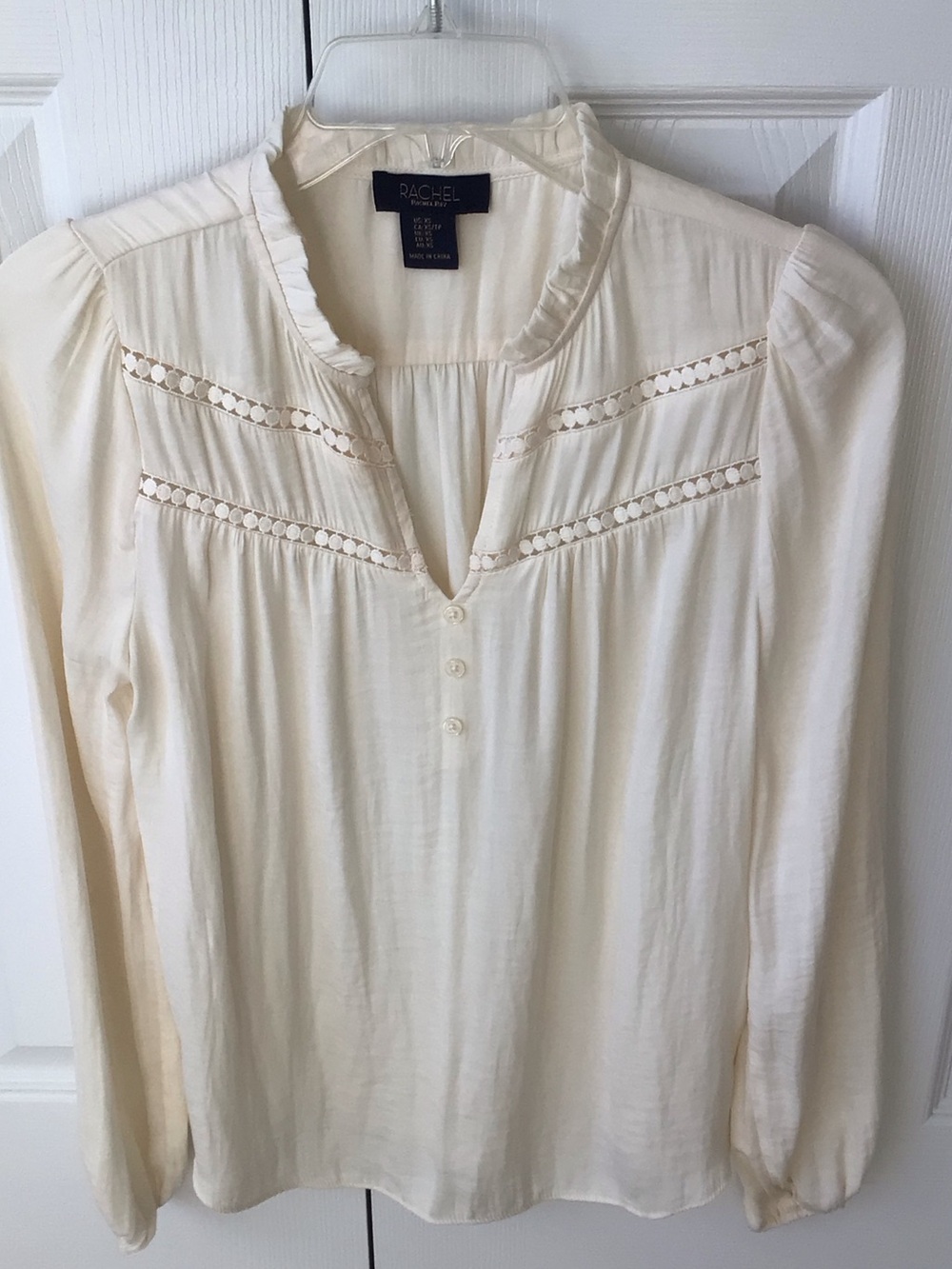 Rachel Cream Eyelet-Trim Peasant Blouse